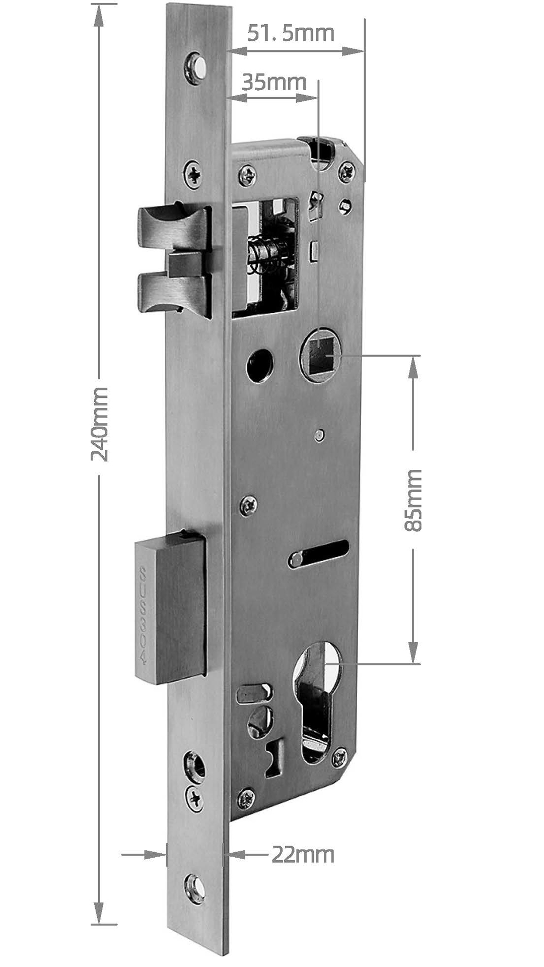 SW MORTICE 35MM BACKSET measurements