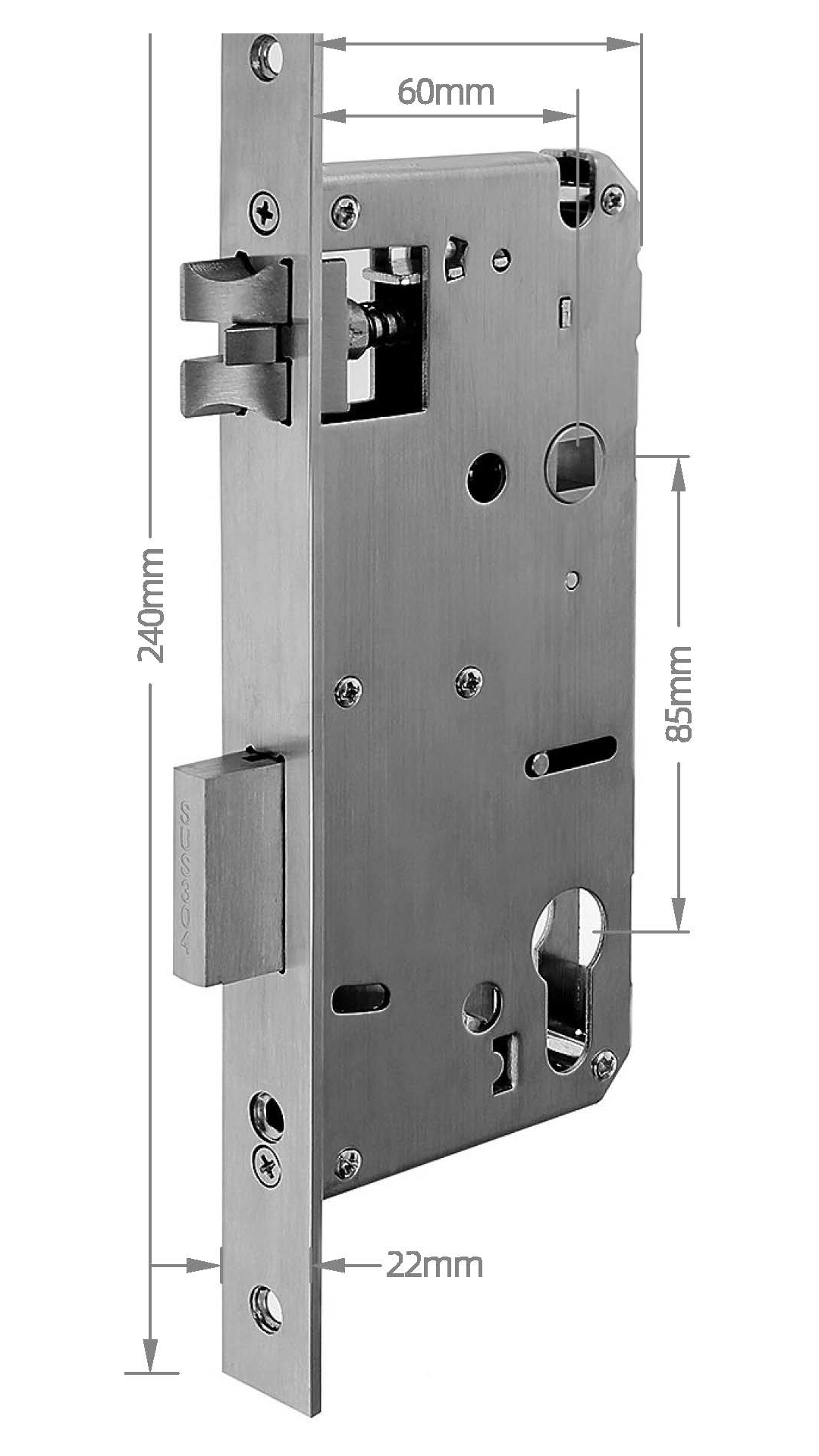 SW MORTICE 60MM BACKSET measurements